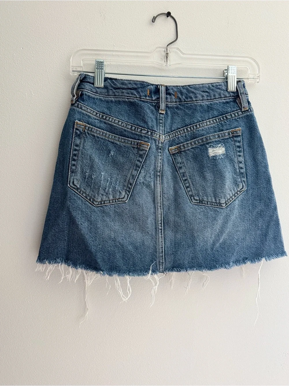 Free People We The Free distressed denim A-line mini skirt